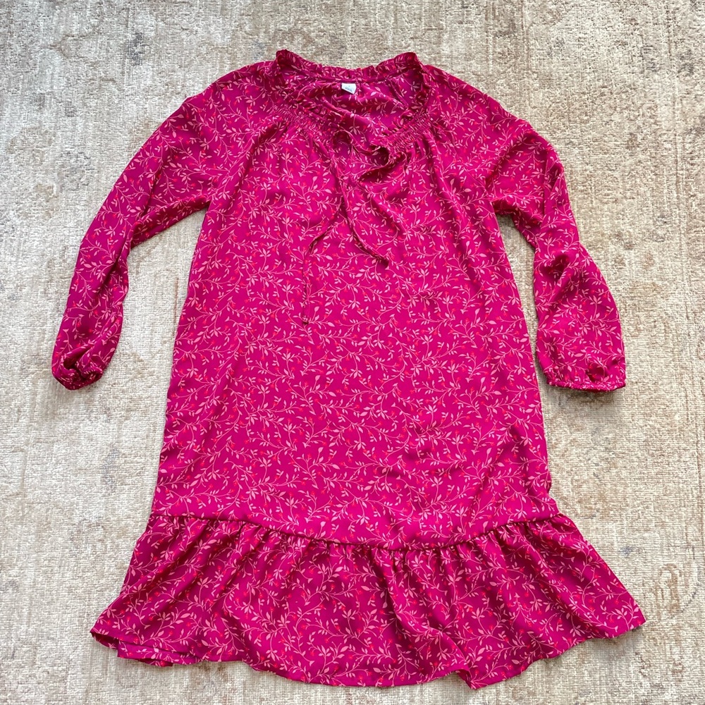 pretty country girl style red floral print dress size small by Old Navy.